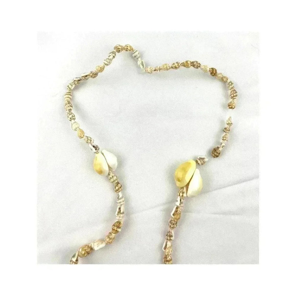 Cowrie Shells Natural Seashells Beaded Long Necklace Handmade 36" - Picture 6 of 10